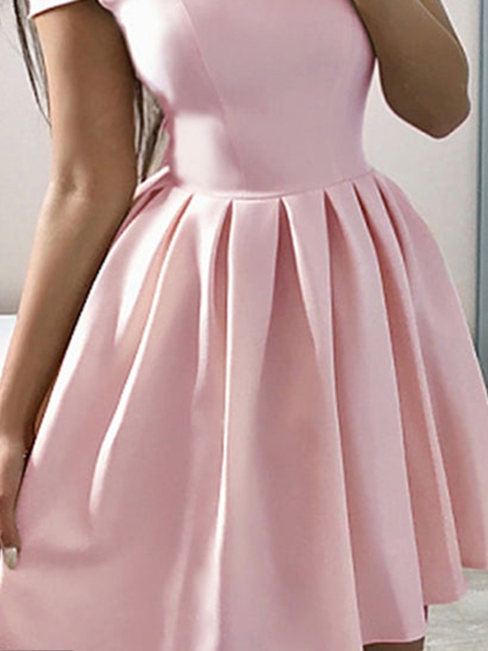 VNAIX BRIDAL Gorgeous Pink Satin Prom Cocktail Wedding Mini Dress SZ: 2